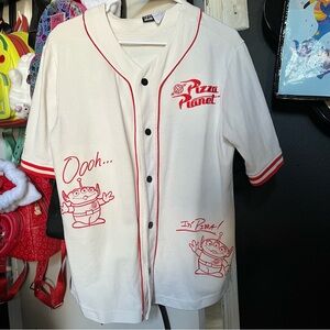 Disney Toy Story Pizza Planet Baseball Jersey Shirt XS Toy Story Space Alien